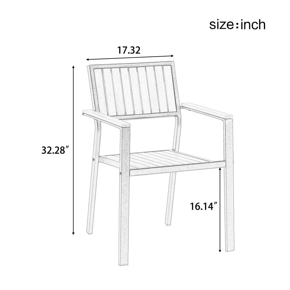 Modernes 7-teiliges Outdoor-Essgruppe mit sechs Stühlen und einem ausziehbaren Tisch für die Terrasse