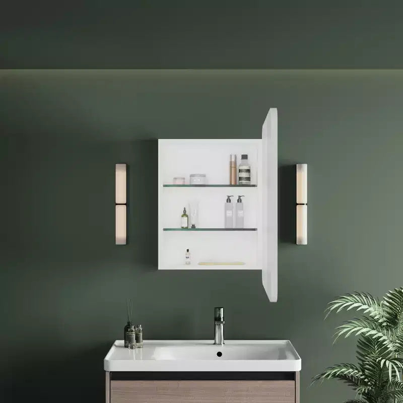 Schwarzer / Weißer / Goldener LED-Spiegelschrank, einzelne Tür, links- oder rechts angeschlagen, Einbau- oder Wandmontage