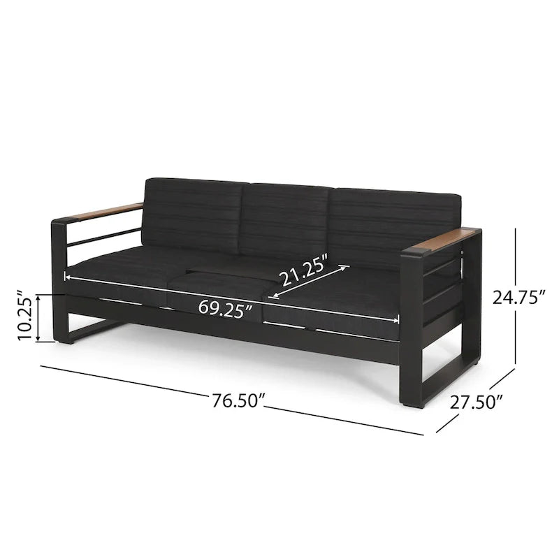 Giovanna Outdoor 7-Sitzer-Loungeset aus Aluminium mit Feuerstelle von Christopher Knight Home