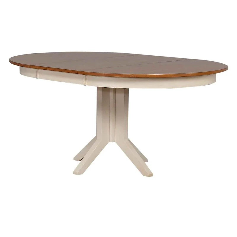 Zeitgenössisches antikisiertes Karamell/Biscotti Esstisch-Set mit doppelter X-Rückenlehne, 5-teilig
