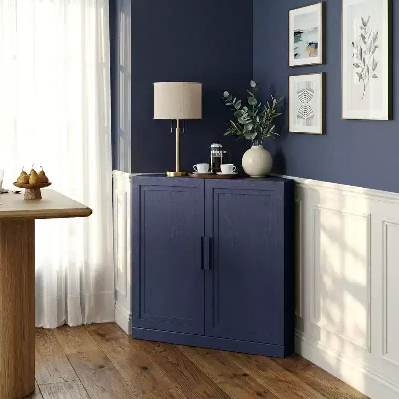 Dovelina Eckschrank mit verstellbaren Einlegeböden, Anrichte, Buffet, Weinschrank, Küchen- und Esszimmerschrank mit Holztüren – 31H x 31W, 36H x 31W