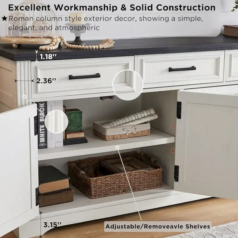 Buffetschrank Landhausstil, Kaffeebar Weinbar für Esszimmer - N/A