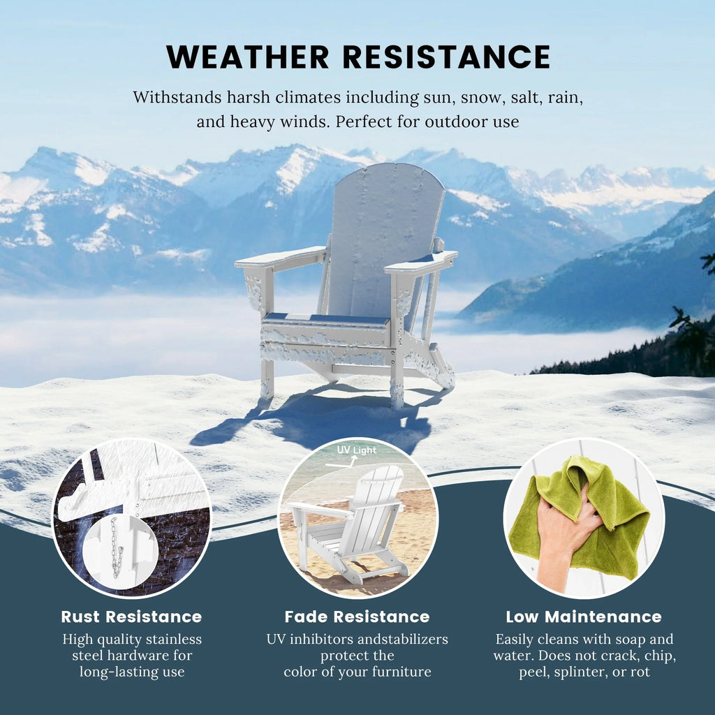 Polytrends Laguna Faltbarer Adirondack-Stuhl für den Außenbereich, wetterfest und lichtbeständig