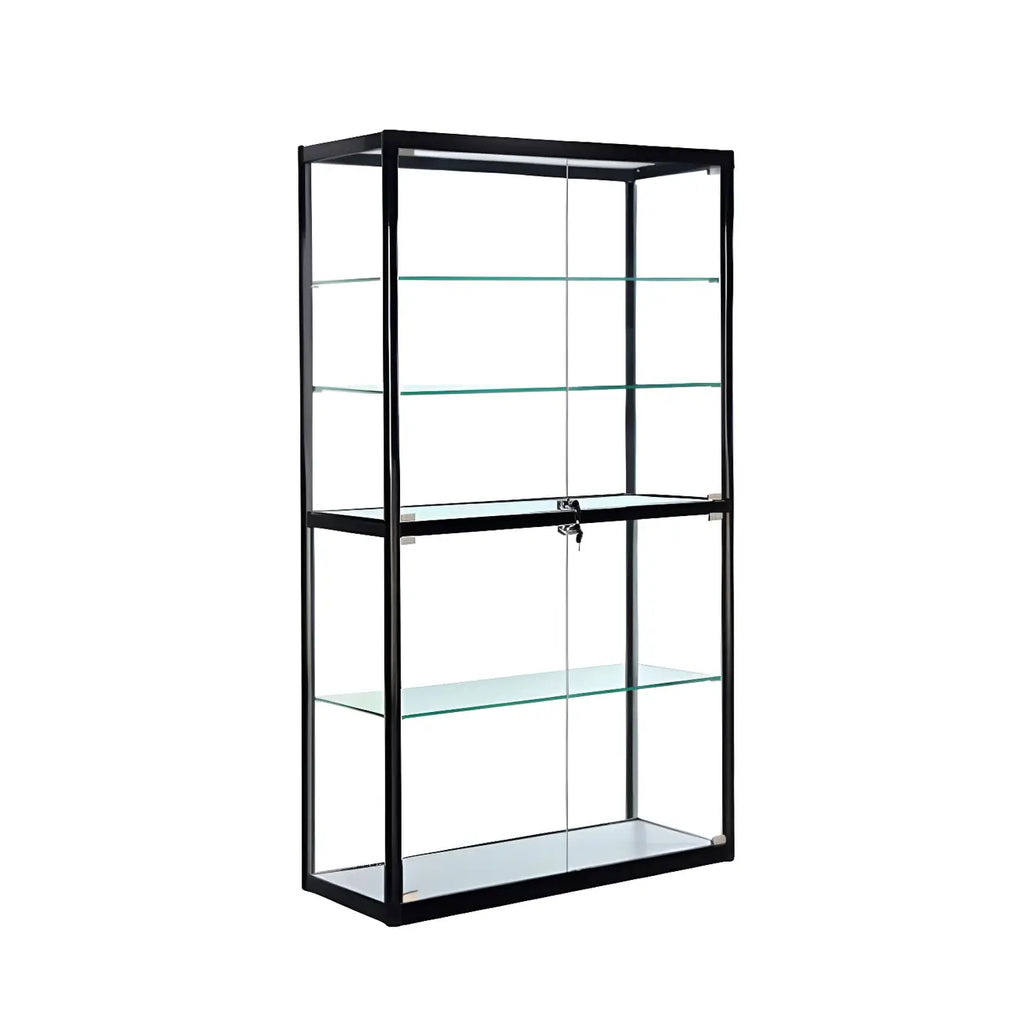 Zeitgenössische rechteckige Vitrine aus schwarzem Glas