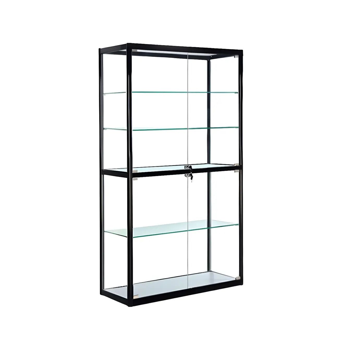 Zeitgenössische rechteckige Vitrine aus schwarzem Glas