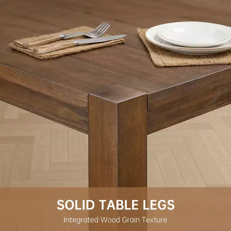 Modernes Esszimmer-Set – 80 Tisch + 6 gepolsterte Stühle, Massivholzrahmen, 180 kg Tischbelastbarkeit, einfache Montage