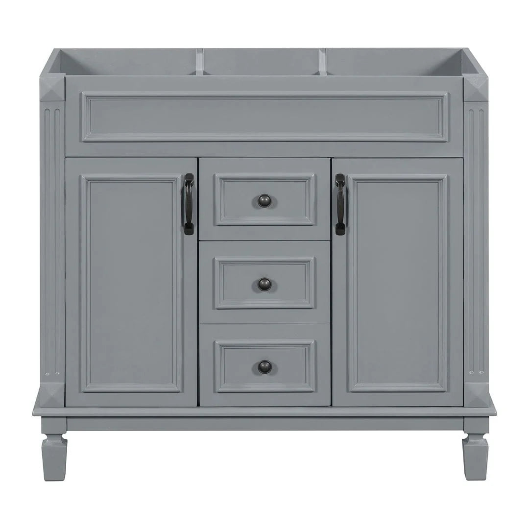 Moderner 36'' Badschrank mit Aufsatzwaschbecken und Spiegelschrank, 2 Türen und 2 Schubladen