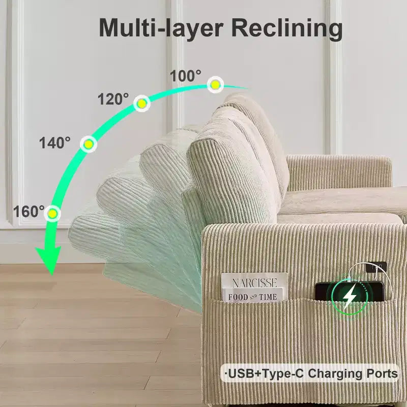 Dyonery 81 Sektional-Schlafsofa, L-förmige Ausziehcouch mit beidseitigem Stauraum, USB, verstellbare Rückenlehne