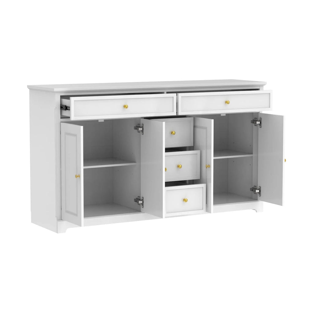 59,1'' Sideboard Buffet Weiß Mid-Century Modern Zeitgenössisch Lackiert