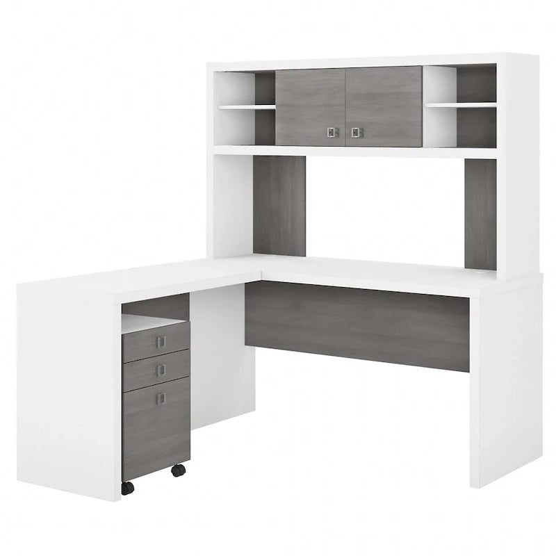 Echo L-Schreibtisch mit Aufsatz und Schubladen