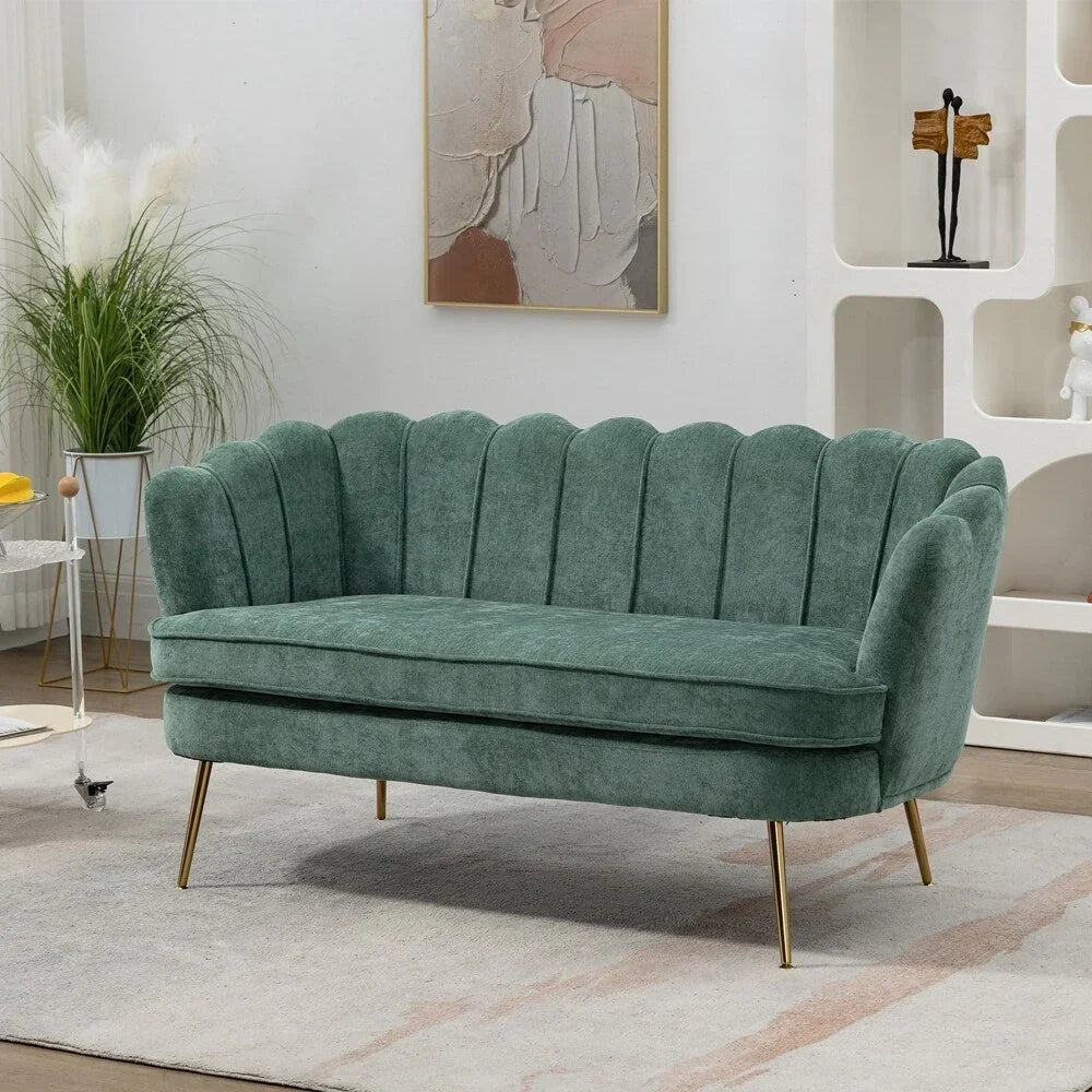 Kleines Mini-Zimmer-Sofa Zweisitzer mit Goldmetallfüßen - 2 Sitzer