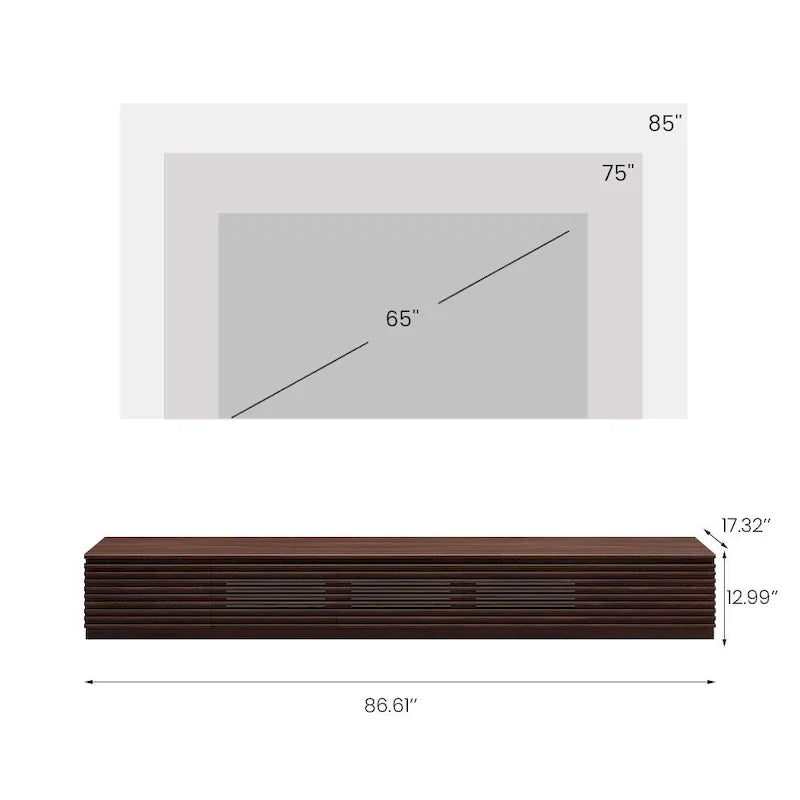 Minimalistischer TV-Ständer mit Schubladen, Massivholz-Medienkonsole mit Schränken, Klapptür, Nussbaumfurnier, fertig montiert