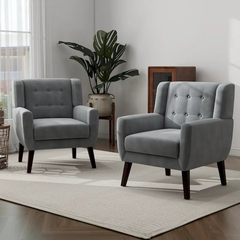 2er-Set Samt-Akzentsessel für Wohnzimmer, Polstersessel