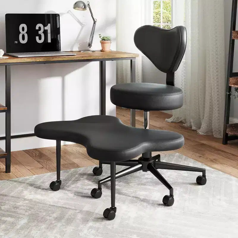 Pinmoco Ergonomischer Kreuz-Bürostuhl, höhenverstellbarer Meditationsstuhl, 360° drehbar, Lendenwirbelstütze, Arbeits- und Bürostuhl, ADHS-Stuhl