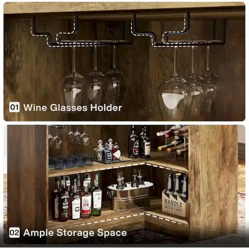 L-förmiger Barschrank mit Gläserhaltern für die Hausbar