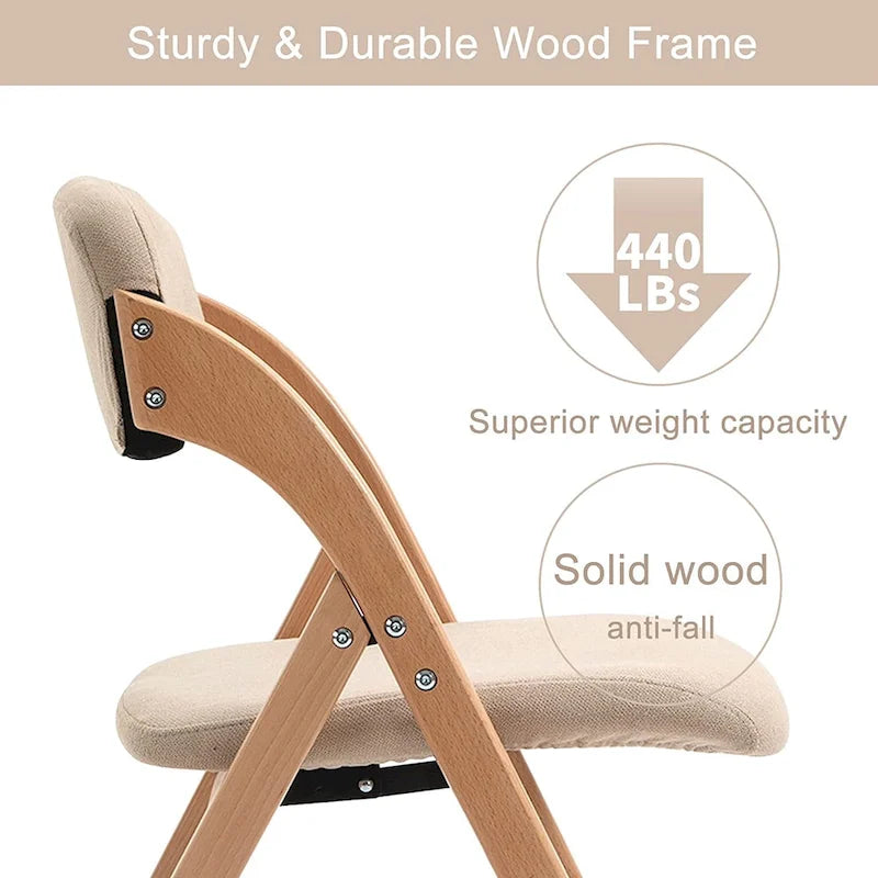 Stapelbare Esszimmer-Klappstühle aus Holz mit gepolsterten Sitzen (4er-Set)