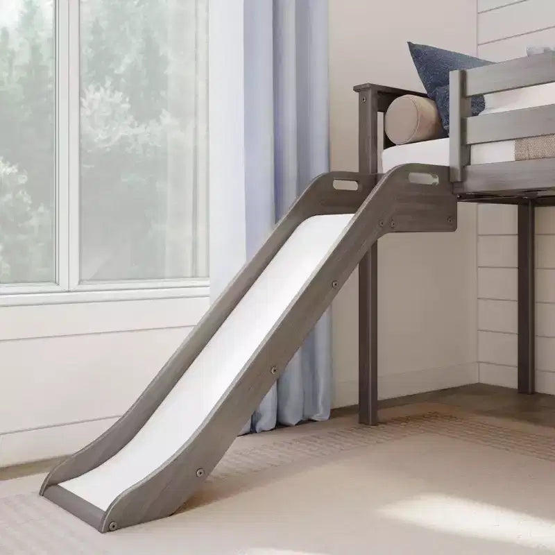 Kinder-Hochbett mit Rutsche & Treppe, Massivholz, 14 Schutzgitter, 180 kg Tragfähigkeit