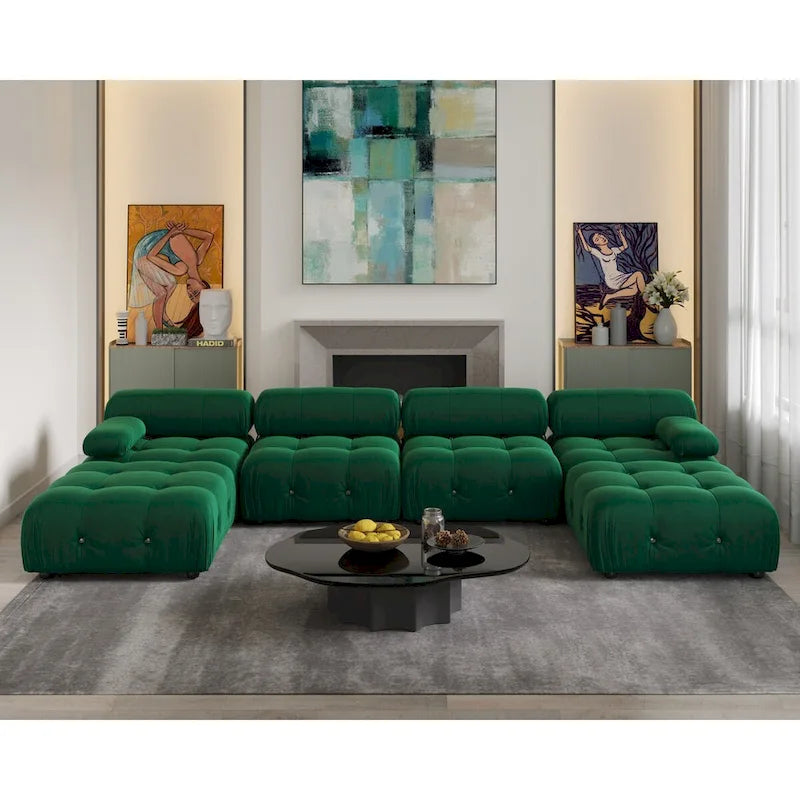 138 Modulares Schlafsofa, U-förmiges, minimalistisches Samtsofa