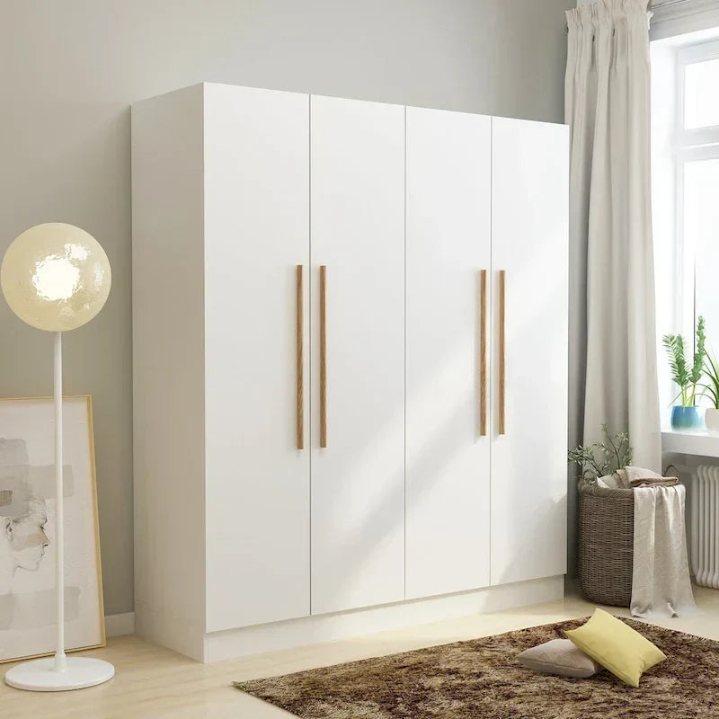 Moderner freistehender Kleiderschrank aus Massivholz mit Ablagefächern