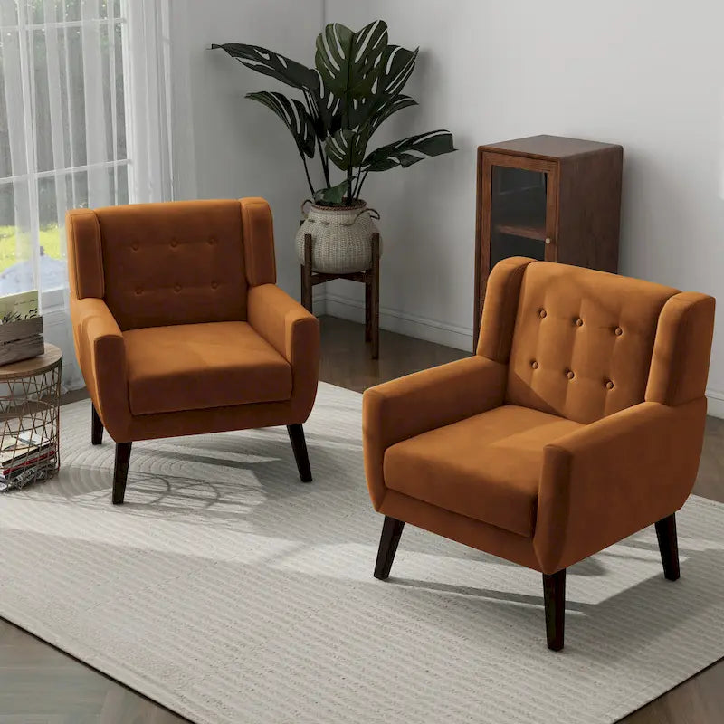 2er-Set Samt-Akzentsessel für Wohnzimmer, Polstersessel