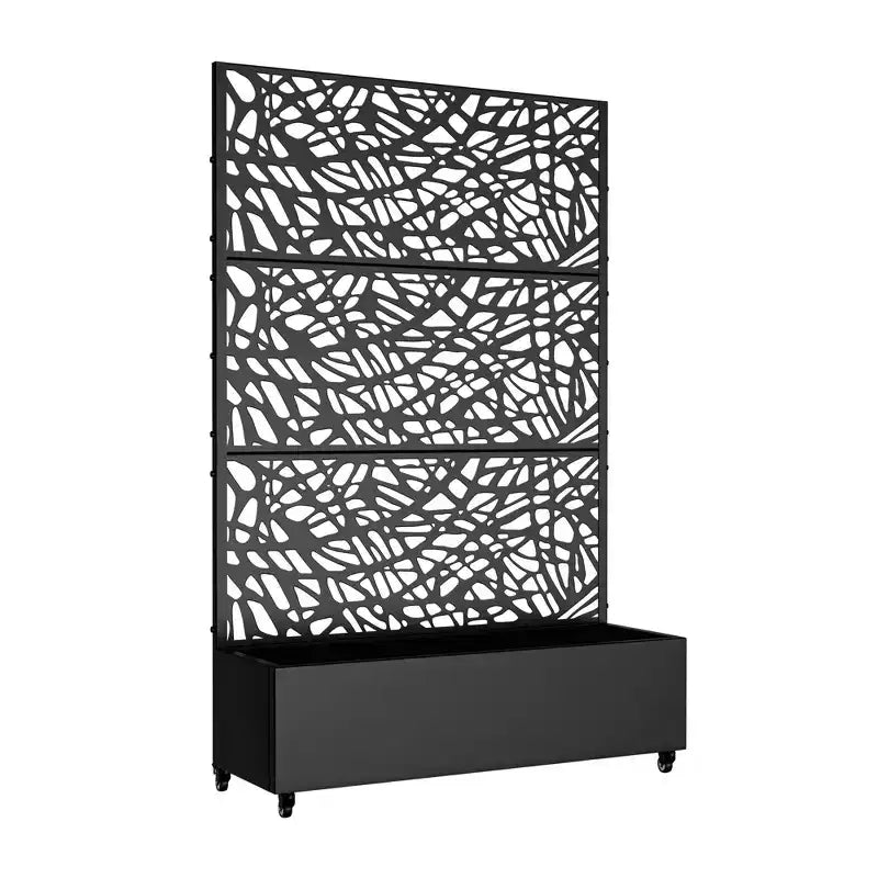 MAYEERTY Pflanzkasten mit Spalier Eisen Schwarz Netz 01 Stil 183x119x41cm 3-teiliges Set