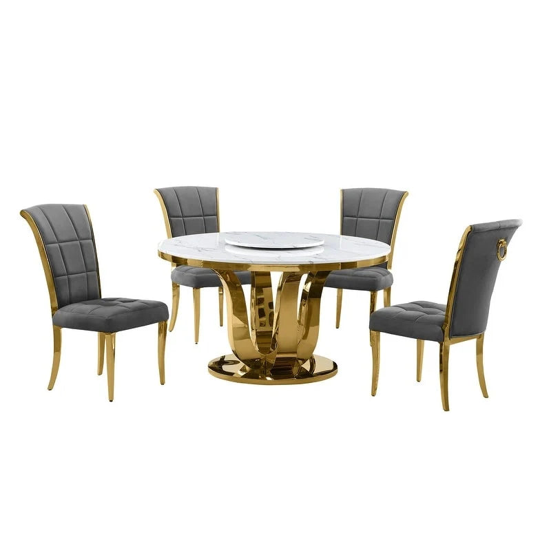 Beste Qualität Möbel D325-SC324-7 5-teiliges rundes Esszimmer-Set