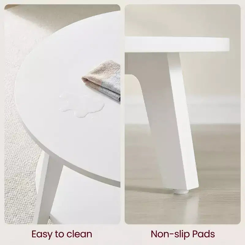 Honigbrauner runder Couchtisch mit 2 Ablageflächen, Maße 80 x 45 cm, ideal für das Wohnzimmer