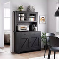 Küchenschrank mit Mikrowellenständer, Vitrinenschrank mit Anrichte und verstellbaren Einlegeböden, für Küche, Esszimmer