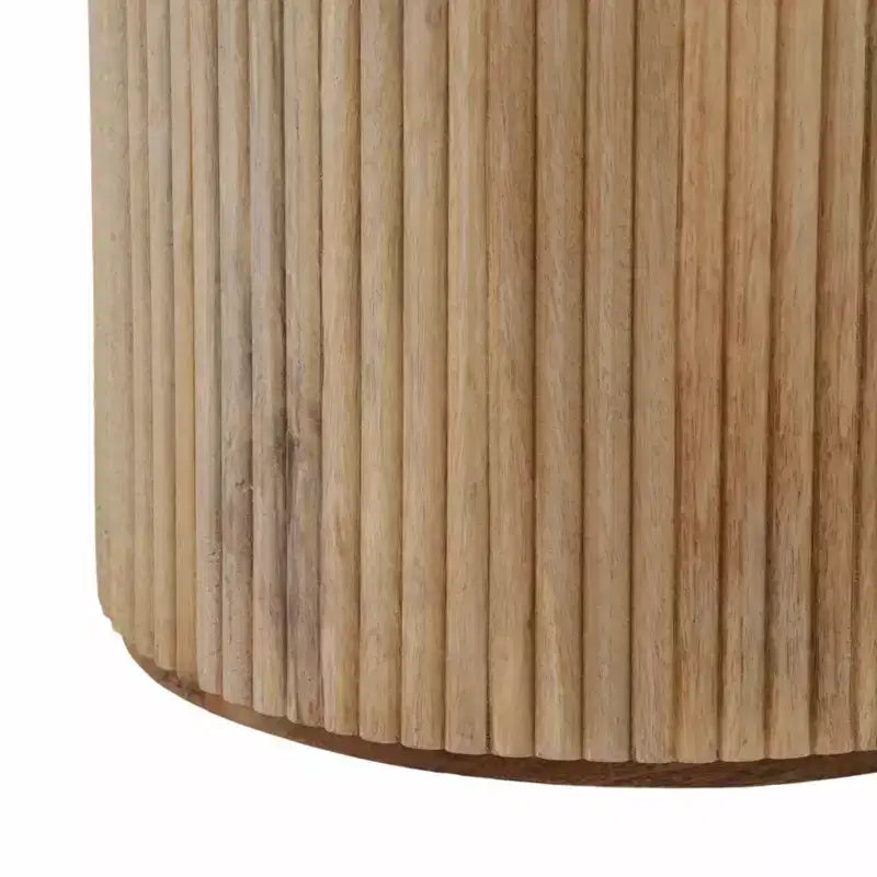 Dekorativer geriffelter Holzbeistelltisch mit Marmorplatte und Stauraum – kleiner Beistelltisch für Schlafzimmer oder Wohnzimmer