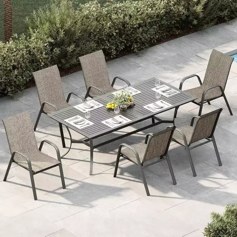 Terrassenstühle, stapelbare Outdoor-Esszimmerstühle, 4er-/6er-Set, wetterfeste, leichte Textilene-Outdoor-Stühle mit Armlehnen für Garten und Pool