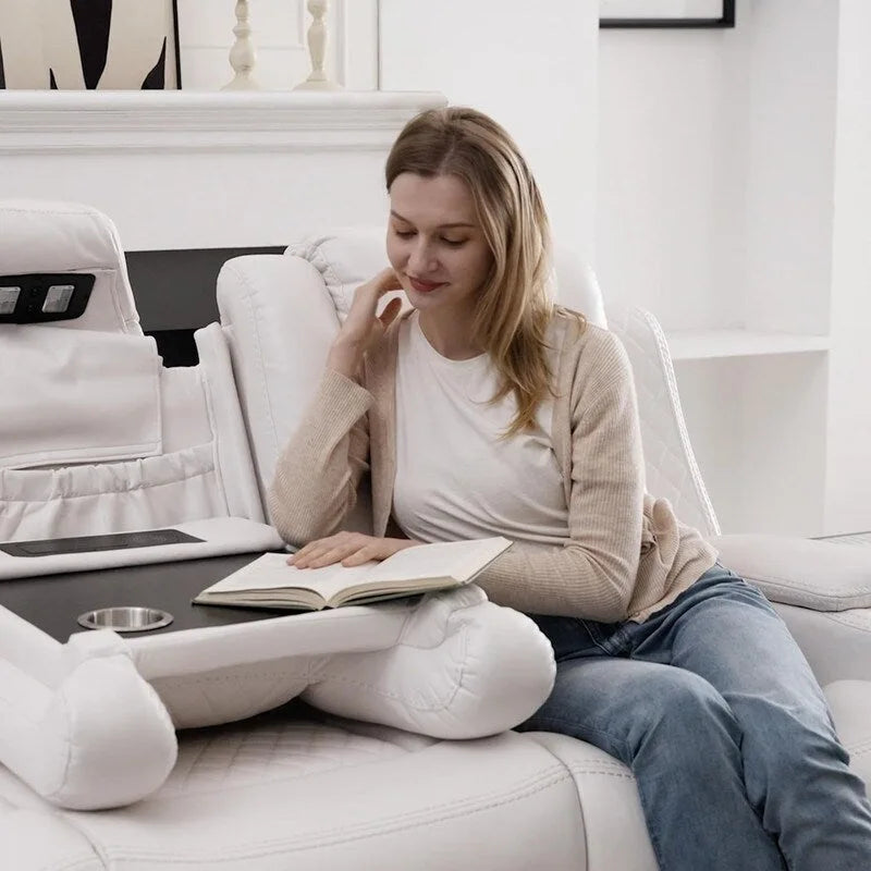 Elektrisches Relaxsofa mit kabellosem Ladegerät, Leselampe für das Wohnzimmer, Kunstleder-LED-Beleuchtung, AC/USB-Anschluss, Getränkehalter, Schwarz