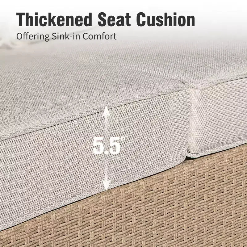 Captiva Designs 6-teiliges Luxus-Rattan-Sofa-Set für den Außenbereich mit geschwungenen Armlehnen und Kissen