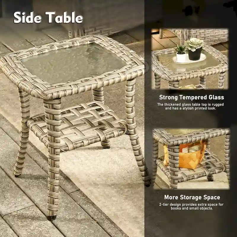 XIZZI 9-teiliges Gartenmöbel-Set mit drehbaren Stühlen für den Außenbereich