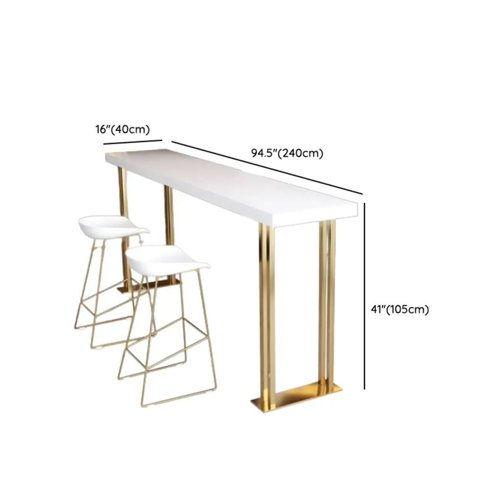 Rechteckiger Bartisch aus Luxusholz mit goldenem Kufengestell für Esszimmer