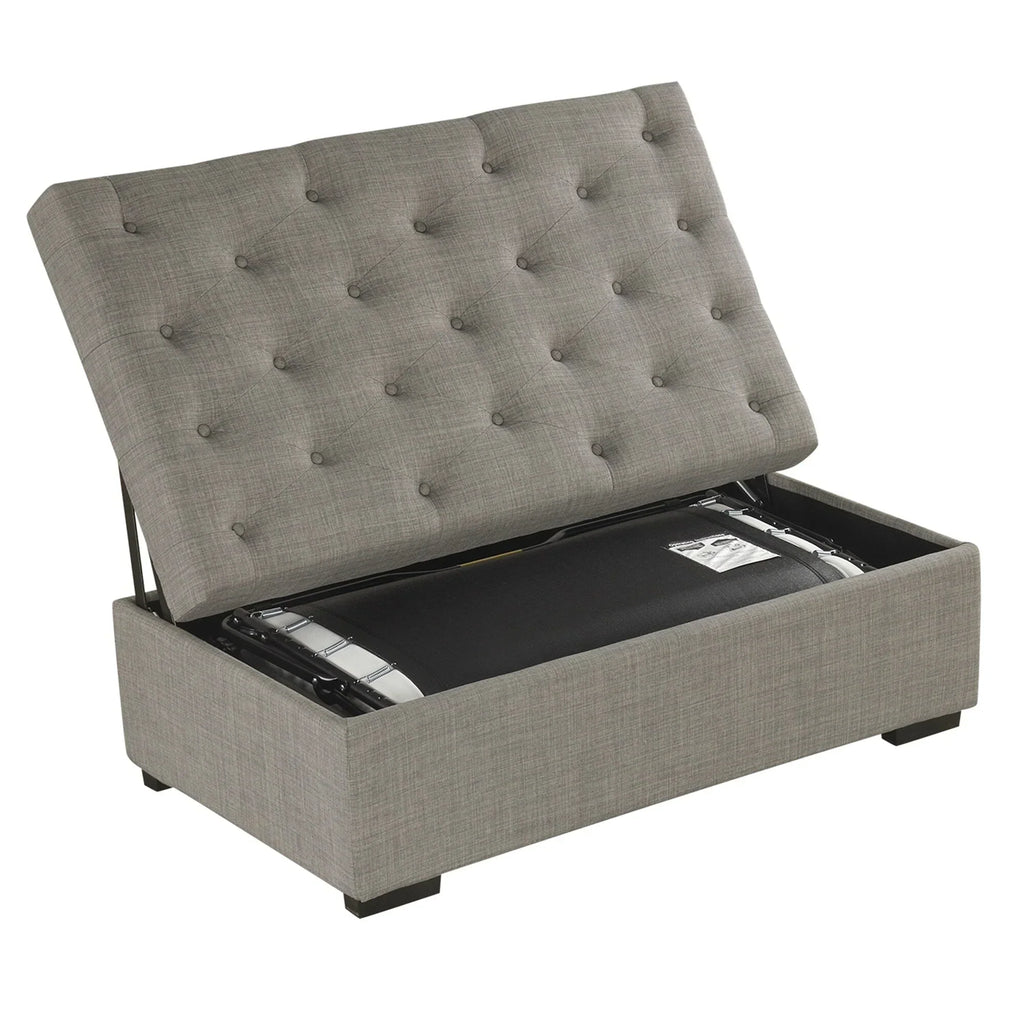 Klappsofa, 126 cm breiter Ottoman mit Klappsofa, wandelbarer Ottoman-Schlafsessel mit Memory-Matratze und getuftetem Design