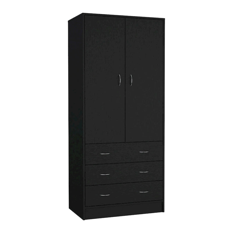 Moderner Doppeltür-Kleiderschrank (19) mit 3 Schubladen und 1 Kleiderstange für das Schlafzimmer