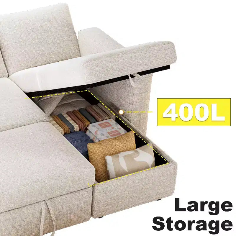 Dyonery 81 Sektional-Schlafsofa, L-förmige Ausziehcouch mit beidseitigem Stauraum, USB, verstellbare Rückenlehne