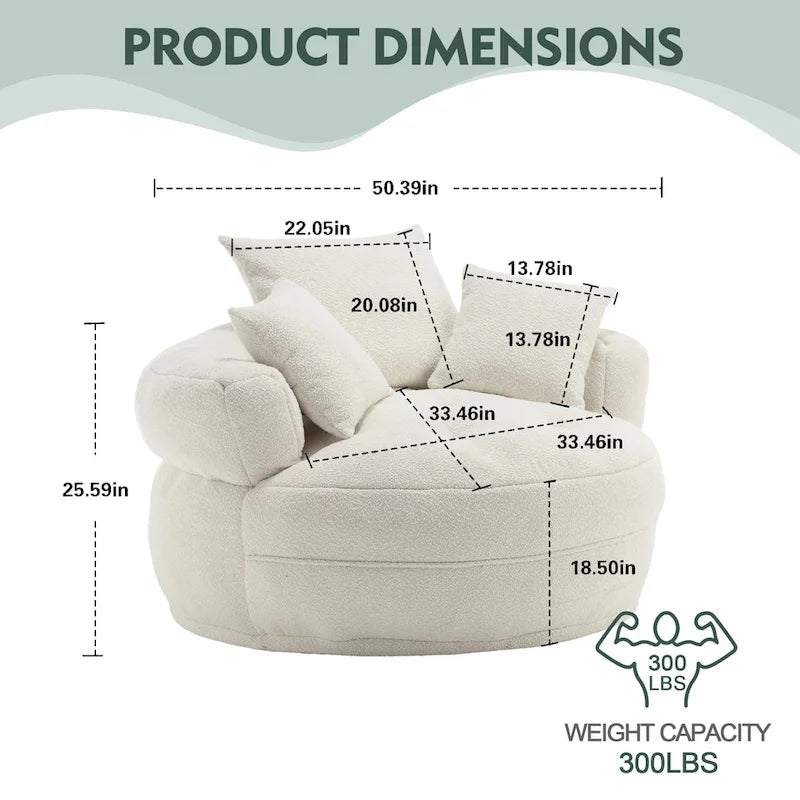 Rundes Lazy Sofa – Weiß/Blau/Grau/Gelb/Orange/Rosenrot/Marineblau/Grün, Einzel- und Doppel-Sitz