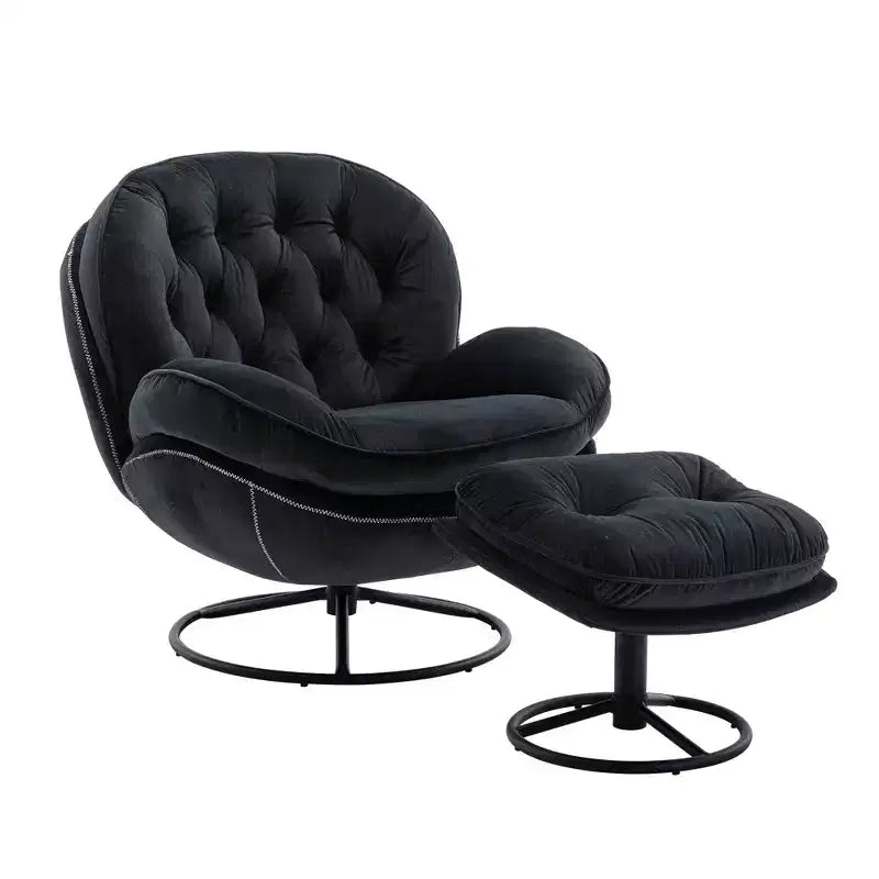 Okak Samt-Akzentsessel mit Ottoman, moderner Armloser Sessel im Mid-Century Stil für das Wohnzimmer, weicher bequemer Sessel zum Fernsehen, Gaming