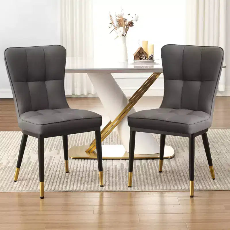 Bekrvio Esszimmerstühle 6er-Set, moderne gepolsterte Kunstledersitze mit hoher Rückenlehne, Metallbeine, armlose Küchenstühle für Wohn- und Esszimmer