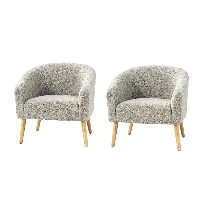 Sheila Moderner 30 W Bouclé-Sessel mit Massivholzbeinen, 2er-Set von HULALA HOME