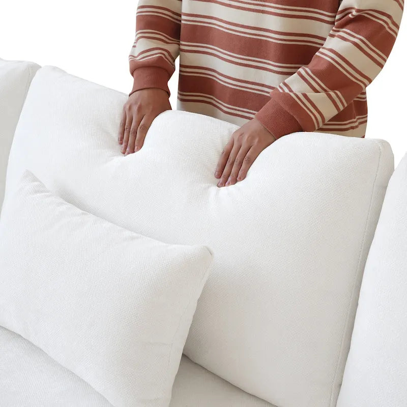 Großes Ecksofa aus Leinen für das Wohnzimmer-Set
