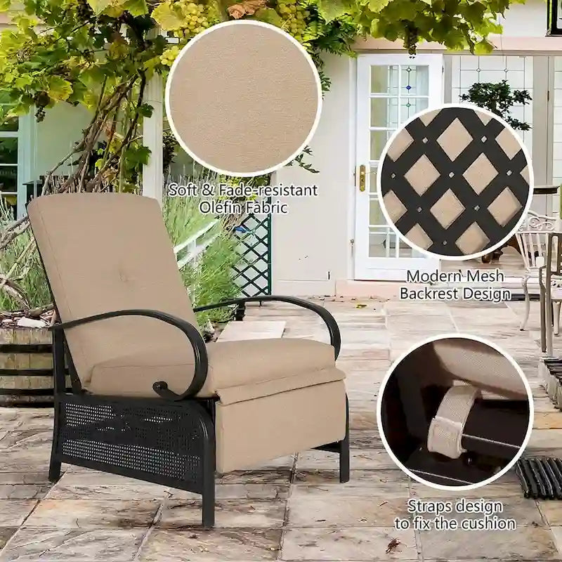 Verstellbarer Liegestuhl Lounge Sessel Gartenliege Sofa mit Kissen - 38 (T) x 26,5 (B) x 38,5 (H) ZOLL