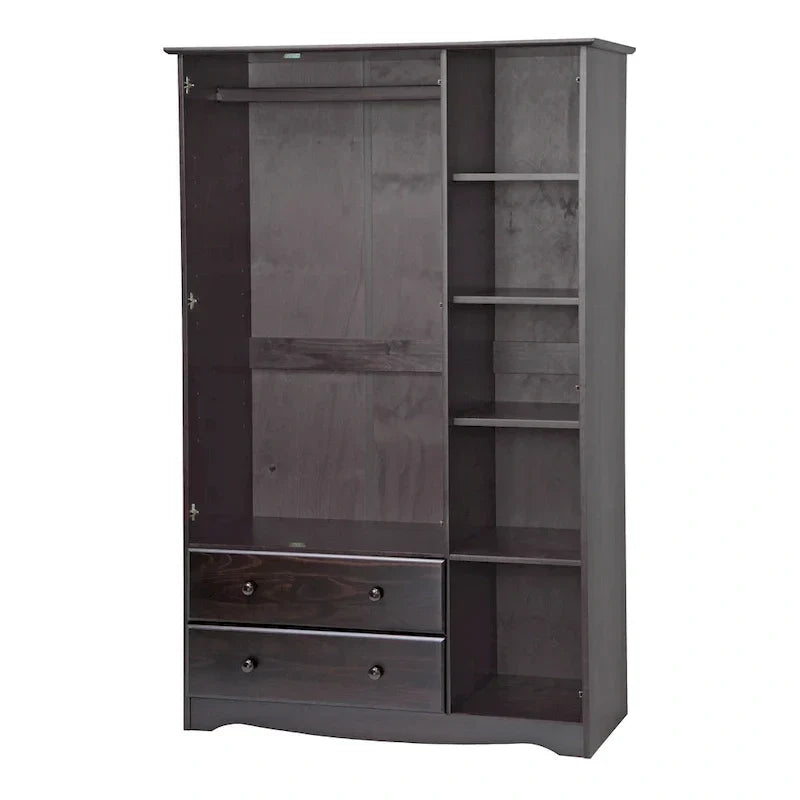 3-türiger Kleiderschrank – Weiß/Mokka/Java – Massivholz
