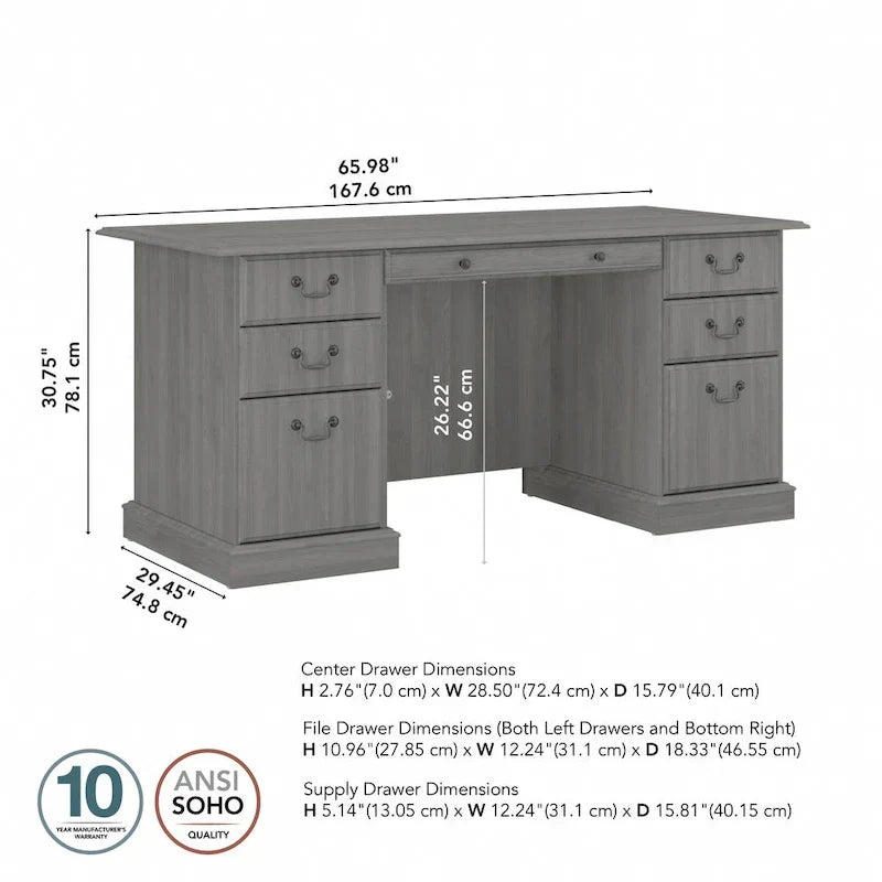 Bush Furniture Saratoga Chefsessel mit Schubladen und Stauraum