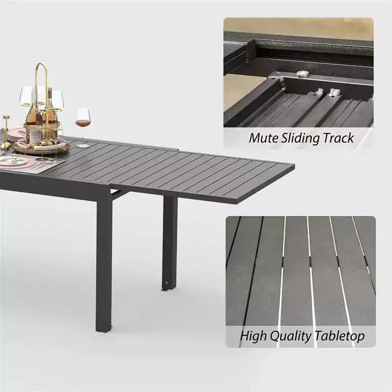 Okak Esstisch Aluminium ausziehbarer Terrassentisch Esstisch Küchentisch für das Esszimmer