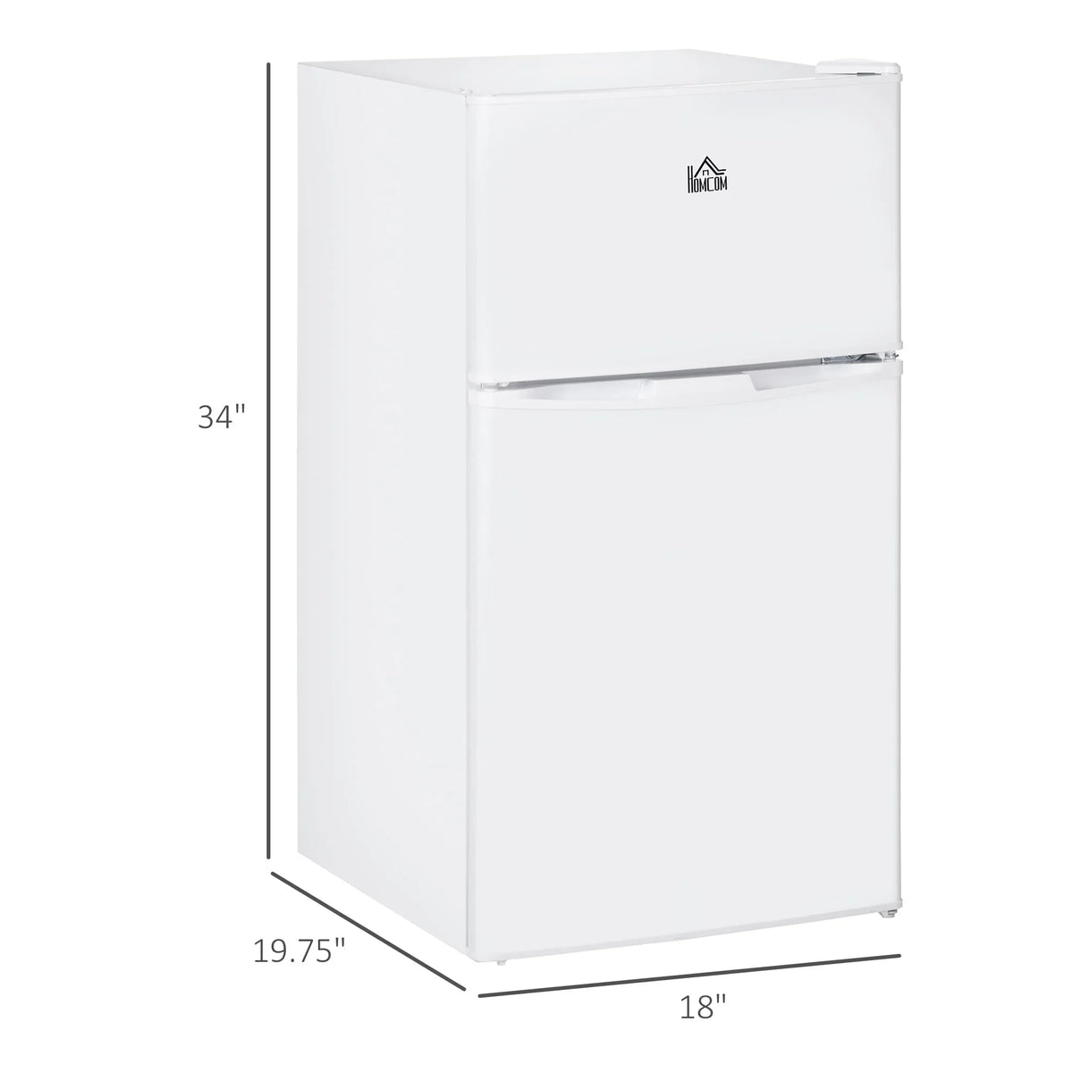 HOMCOM Doppel-Mini-Kühlschrank mit Gefrierfach, 90 L Kompaktkühlschrank mit verstellbarem Regal, einstellbares Thermostat