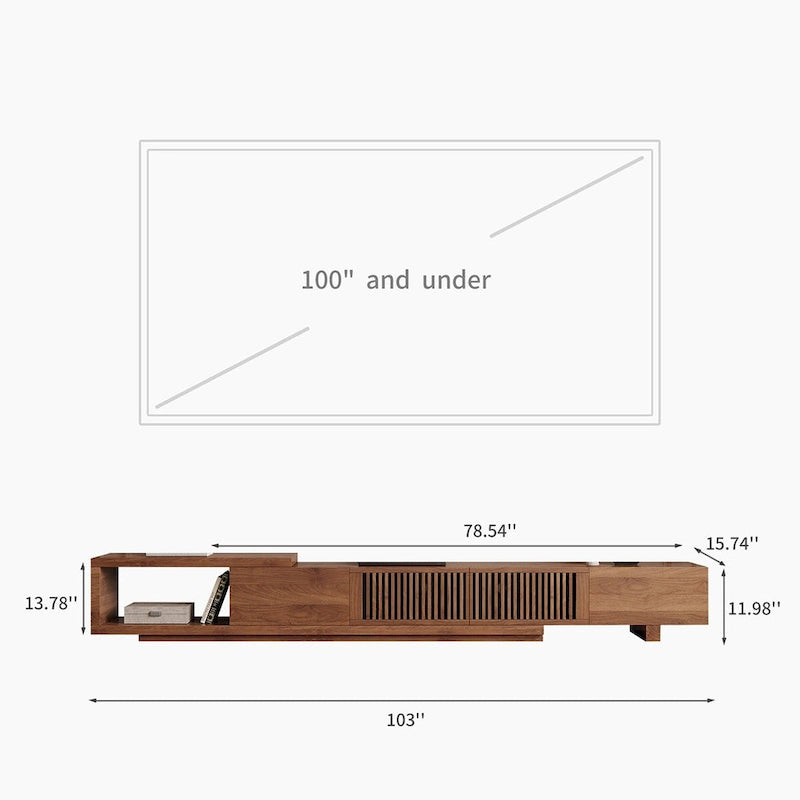 Moderner ausziehbarer & erweiterbarer TV-Ständer mit 4 Schubladen, bis zu 261,6 cm - 78,54T x 15,74B x 13,78H