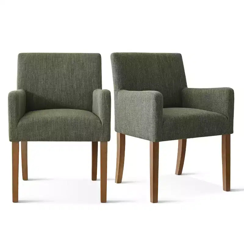 Set aus 6 gepolsterten Esszimmerstühlen mit Armlehnen, moderne Leinen-Sessel mit Holzbeinen, Akzentstühle für Esszimmer, Wohnzimmer - Panipeachy