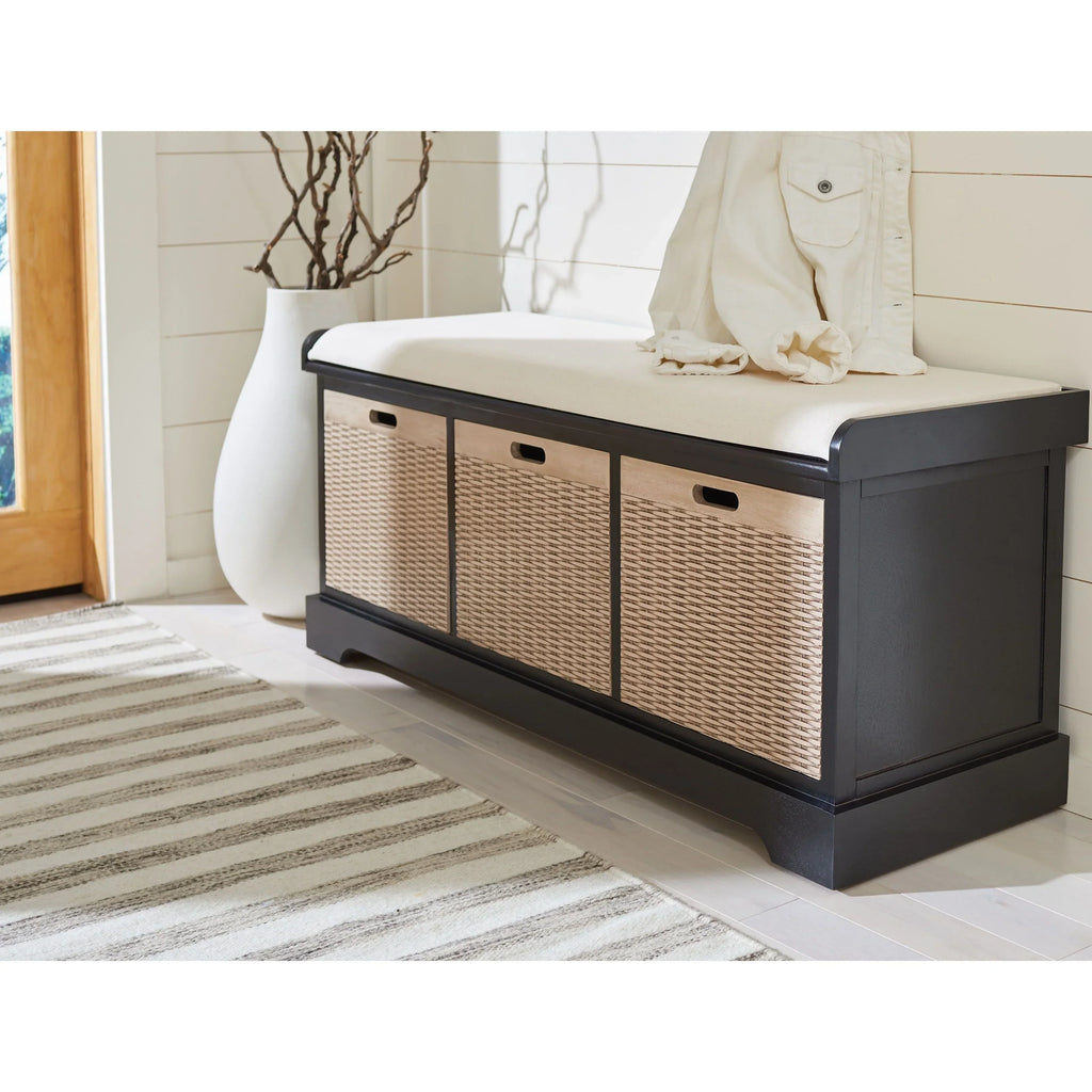 SAFAVIEH Fiorello 3-Schubladenbank mit Polsterung – 120 B x 38 T x 48 H cm – 120Bx38Tx48H